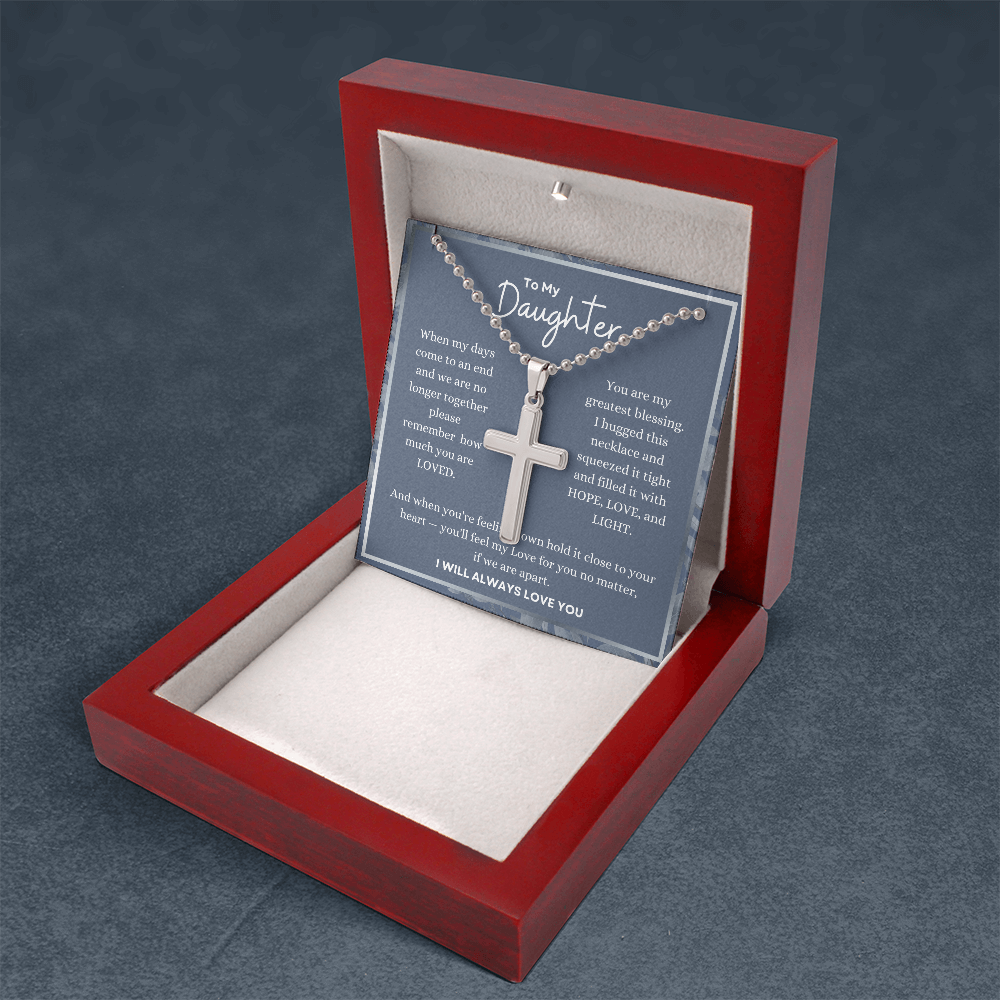 To My Daughter Cross Necklace | Faith-Based Gift of Hope, Love & Light