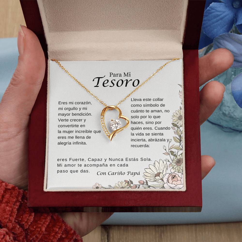 Para Mi Tesoro – Collar Corazón Brillante | Regalo Inspirador de Papá