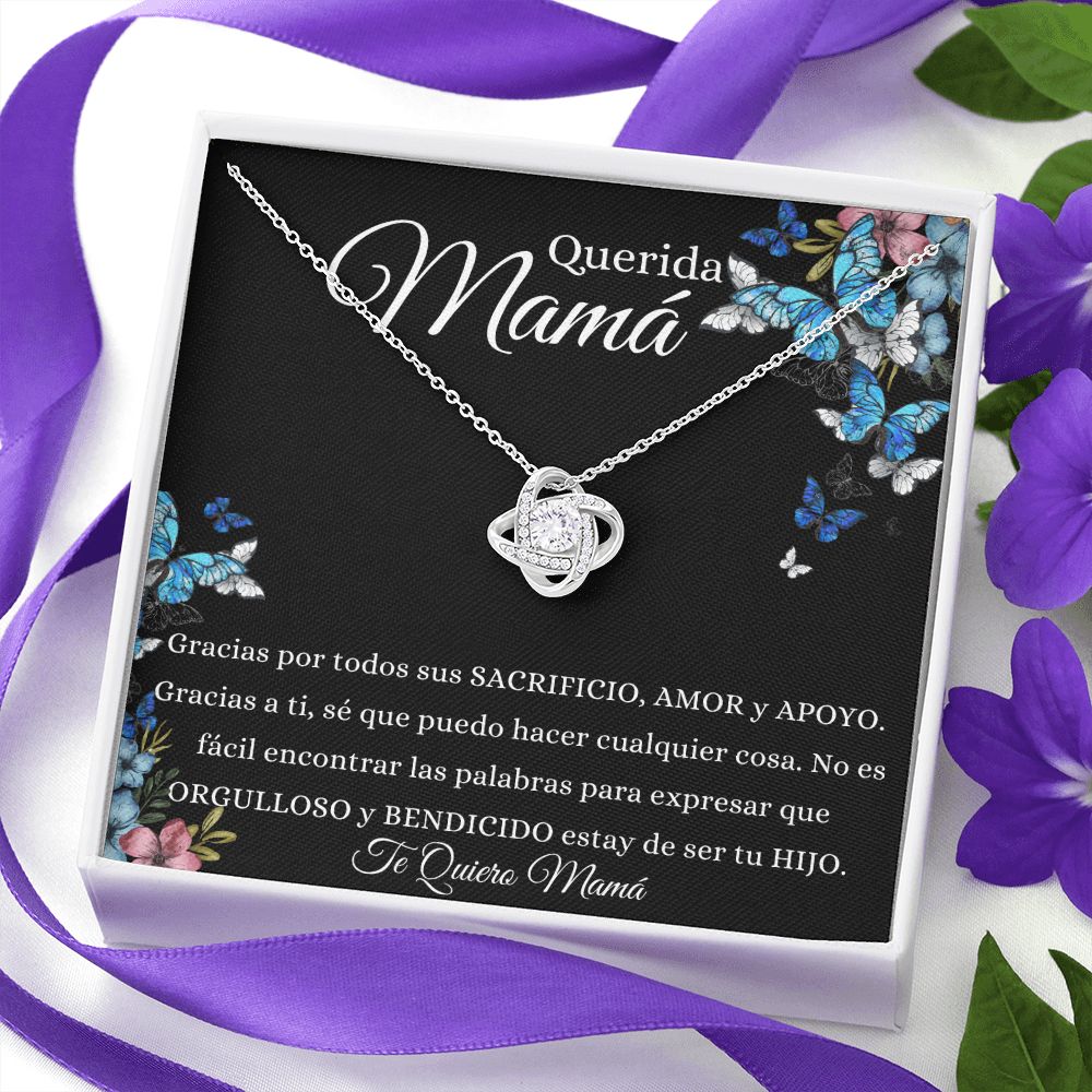 Para Querida Mamá "Gracias por todo" Collar Nudo de Amor