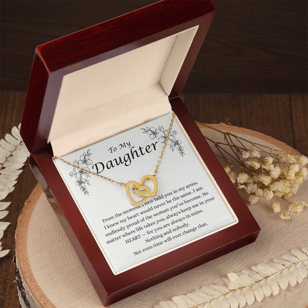 To My Daughter Interlocking Heart Necklace