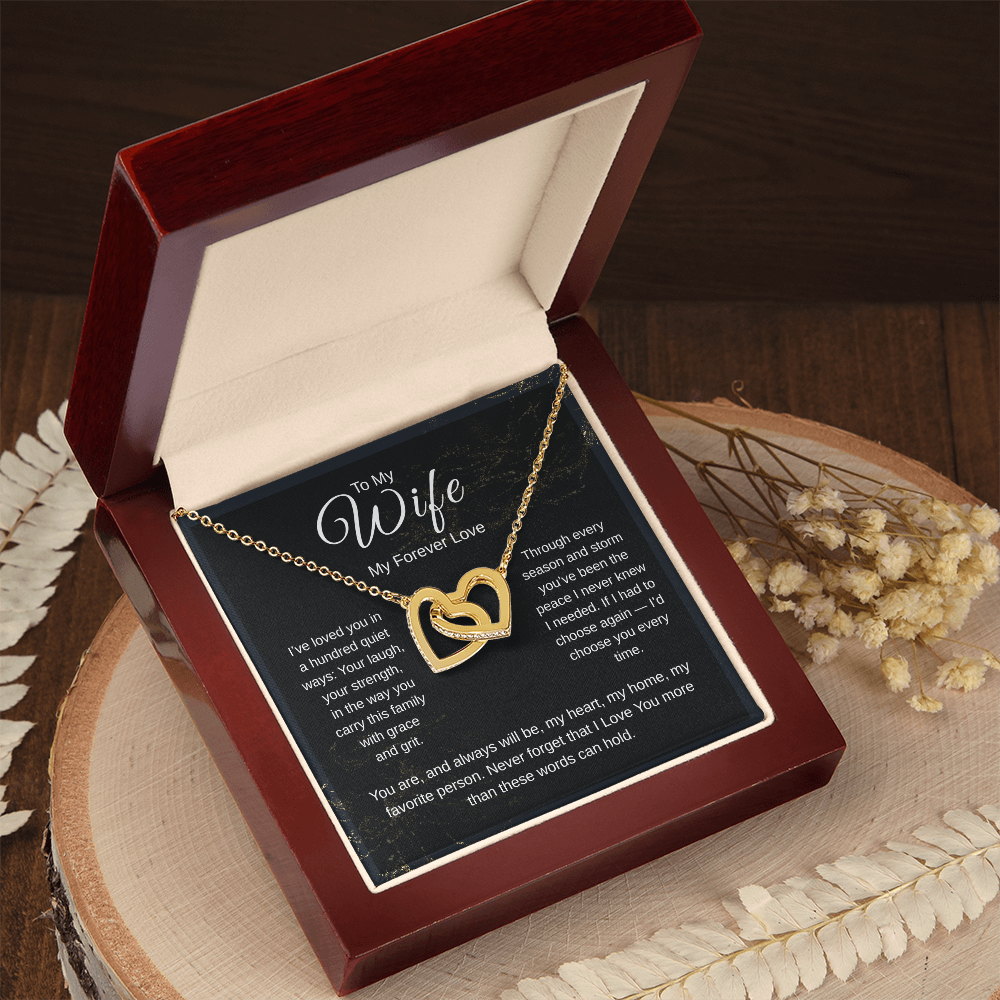 To My Wife Interlocking Hearts Necklace | My Forever Love Romantic Gift