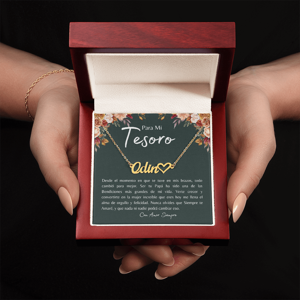 Para Mi Tesoro – Collar Personalizado con Nombre y Corazón | Regalo de Papá