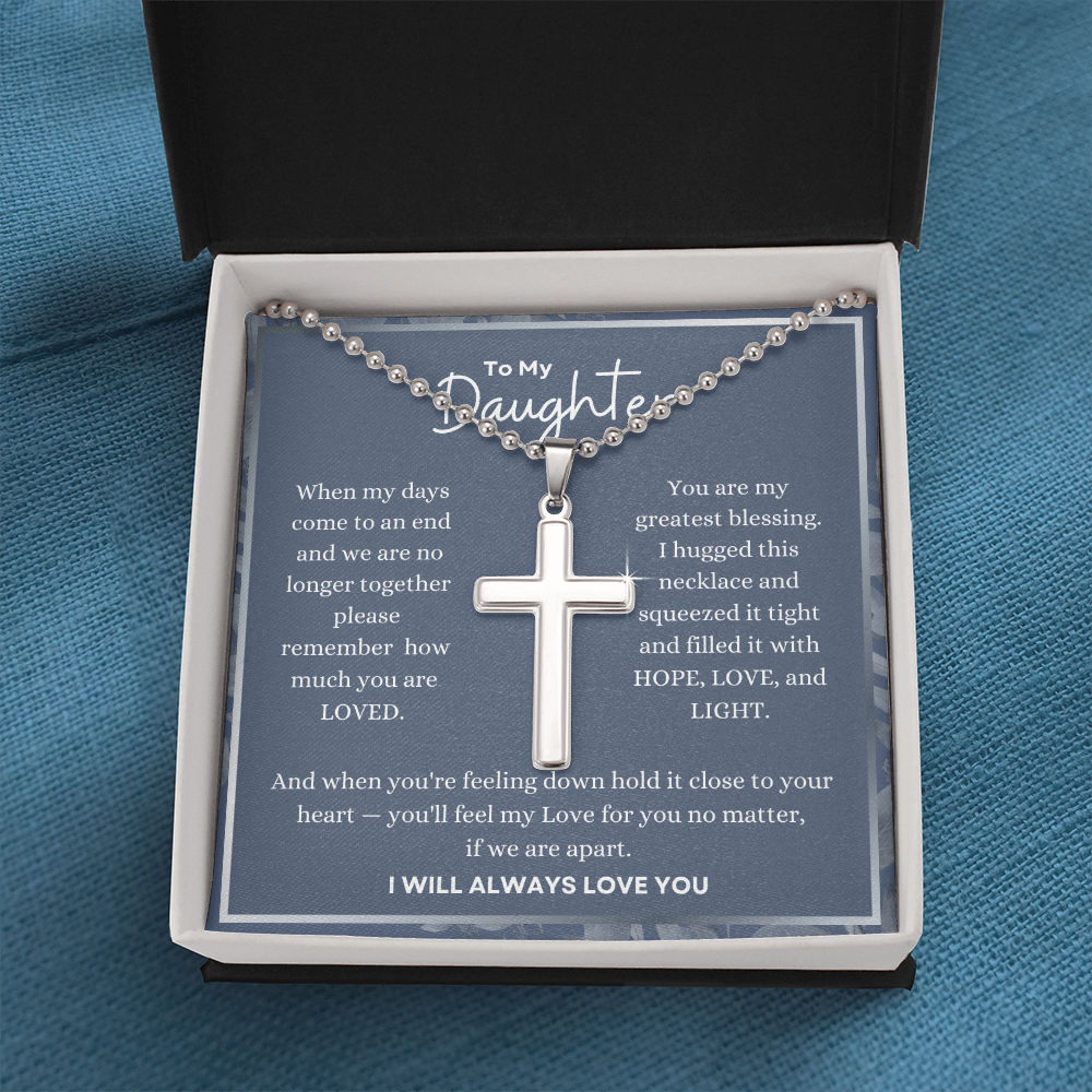 To My Daughter Cross Necklace | Faith-Based Gift of Hope, Love & Light