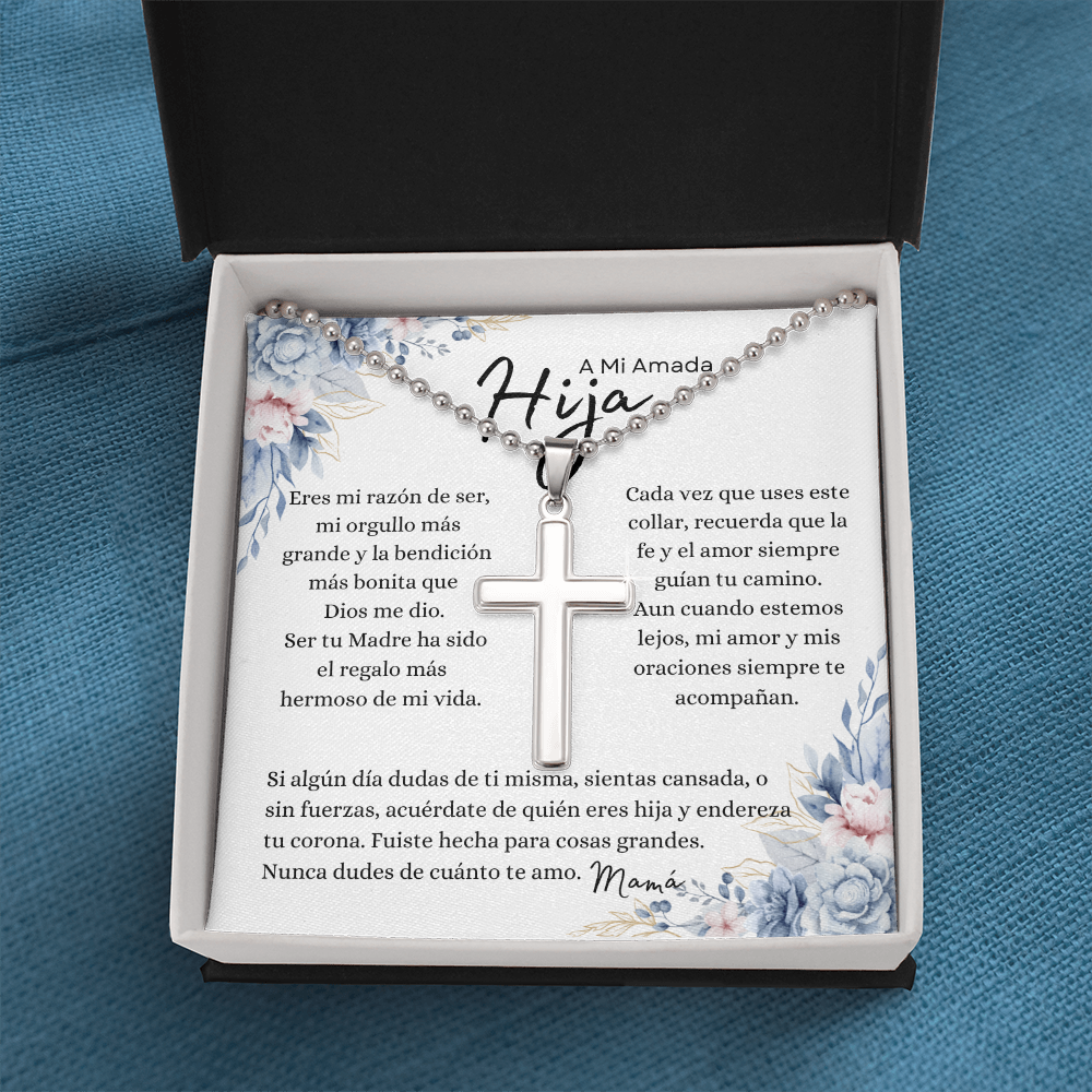 A Mi Amada Hija – Collar Cruz de Fe | Regalo Inspirador de Mamá