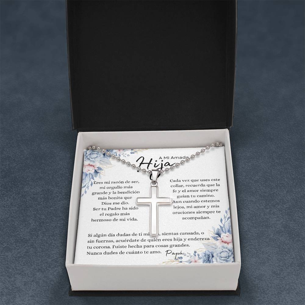 A Mi Amada Hija – Collar Cruz de Fe | Regalo Inspirador de Papá