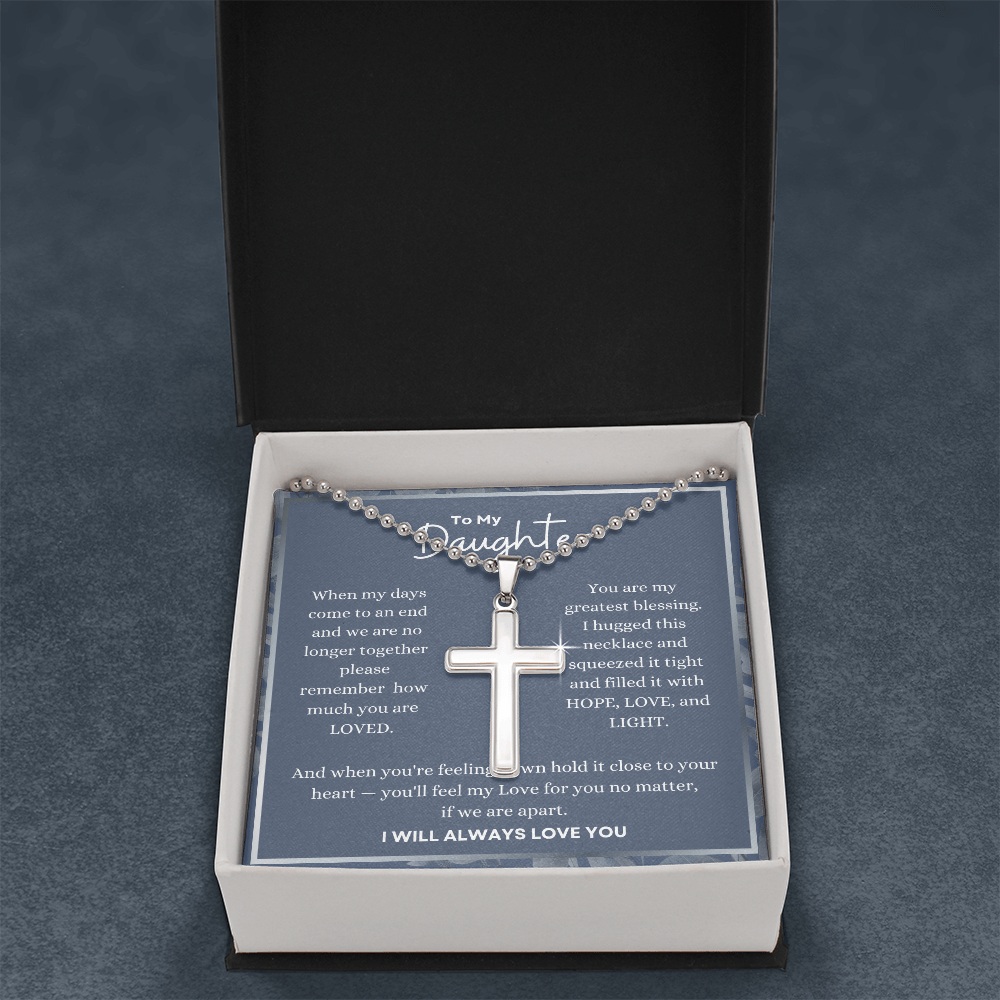 To My Daughter Cross Necklace | Faith-Based Gift of Hope, Love & Light