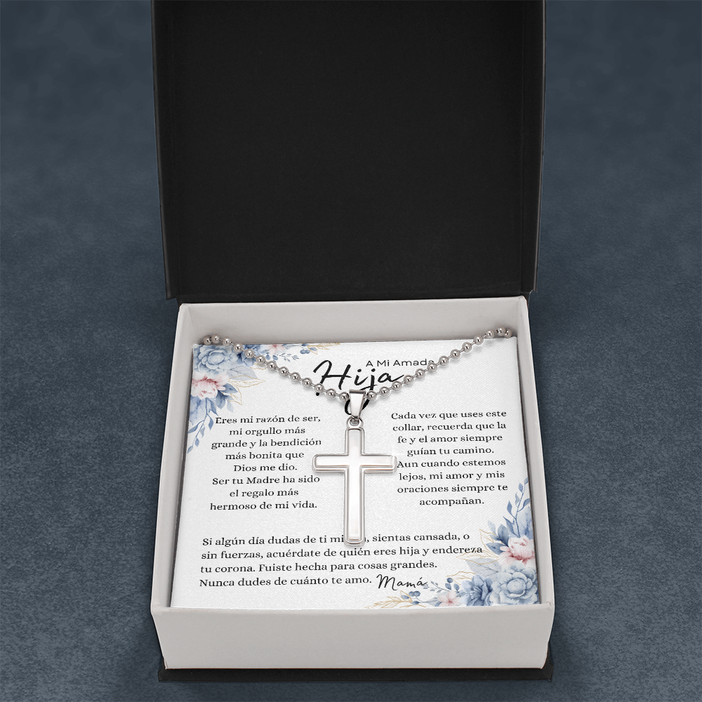 A Mi Amada Hija – Collar Cruz de Fe | Regalo Inspirador de Mamá
