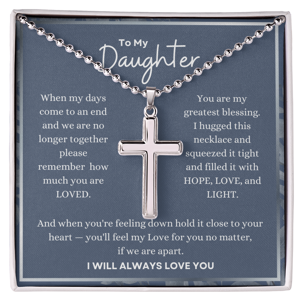Cross Necklace To My Daughter faith message card – Hope, Love & Light