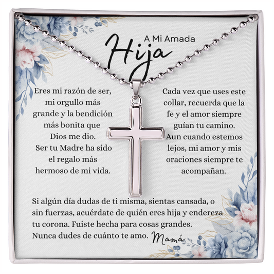 A Mi Amada Hija – Collar Cruz de Fe | Regalo Inspirador de Mamá
