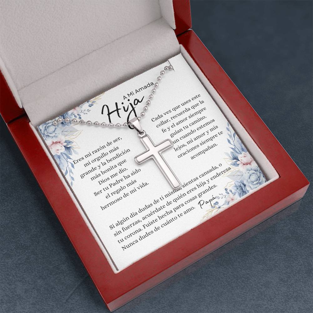 A Mi Amada Hija – Collar Cruz de Fe | Regalo Inspirador de Papá