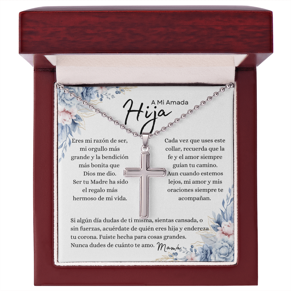 A Mi Amada Hija – Collar Cruz de Fe | Regalo Inspirador de Mamá