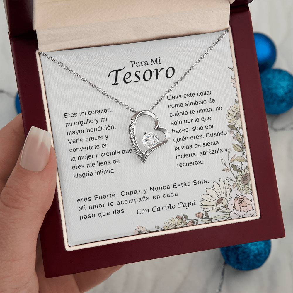 Para Mi Tesoro – Collar Corazón Brillante | Regalo Inspirador de Papá