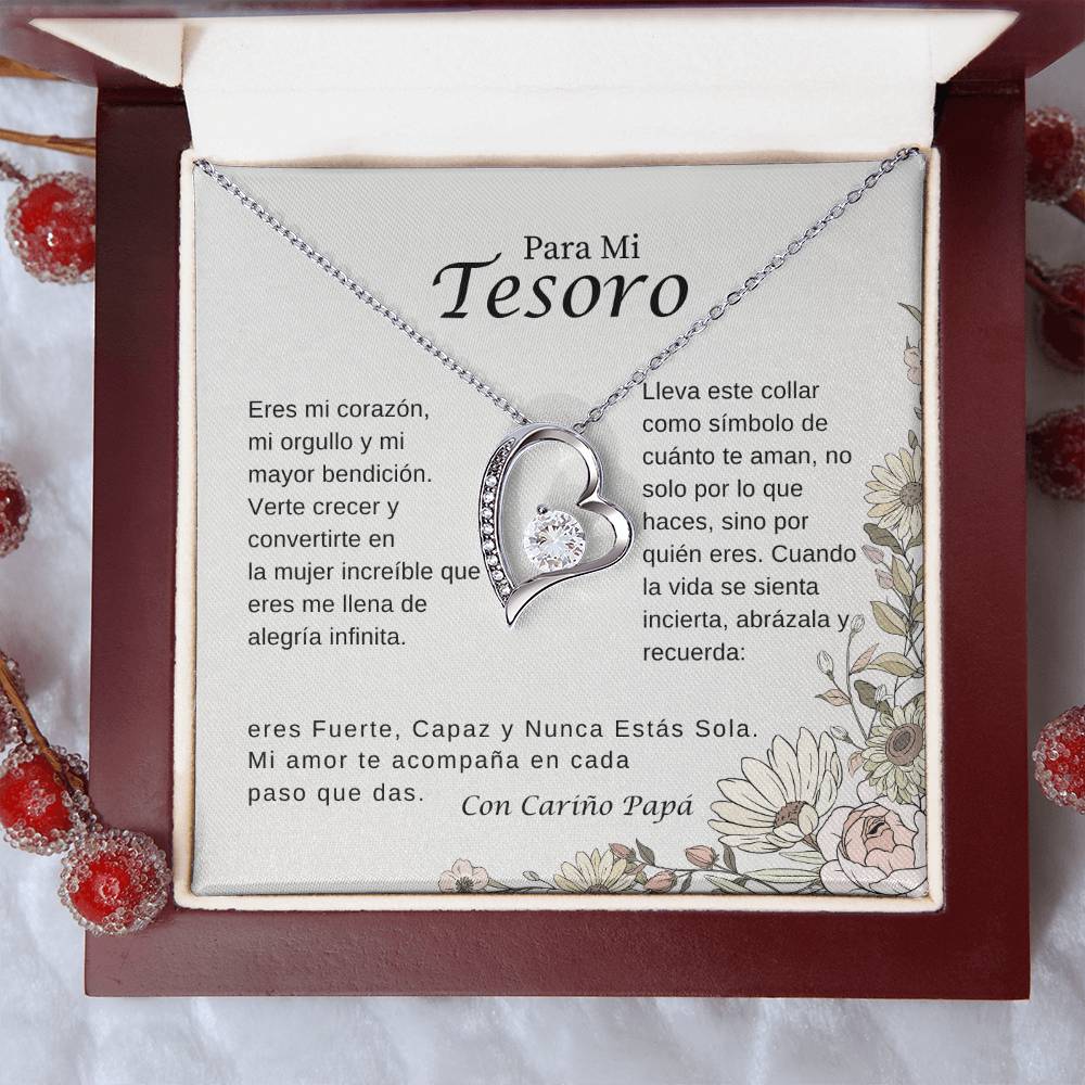 Para Mi Tesoro – Collar Corazón Brillante | Regalo Inspirador de Papá