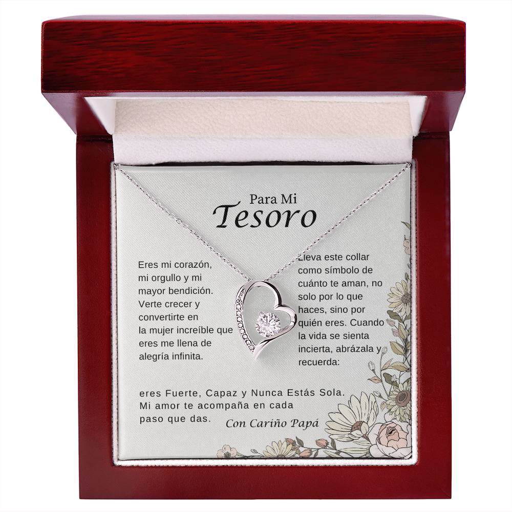 Para Mi Tesoro – Collar Corazón Brillante | Regalo Inspirador de Papá