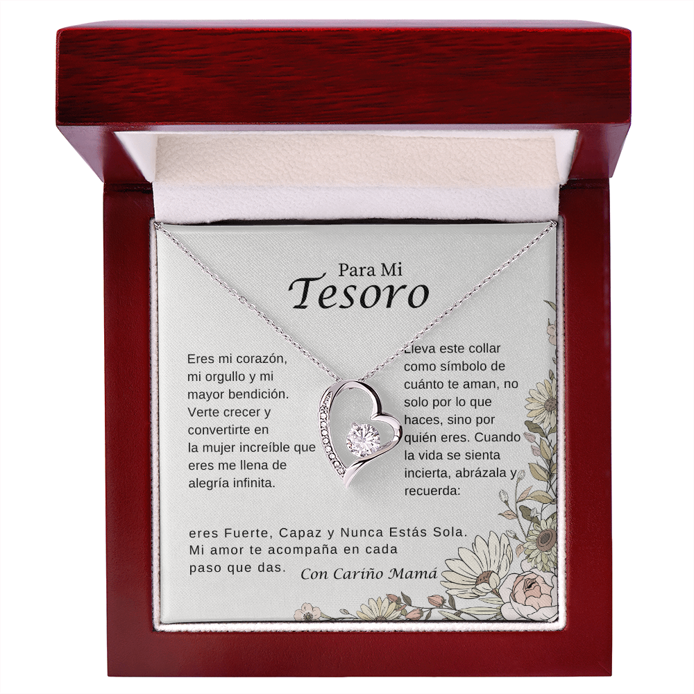 Para Mi Tesoro – Collar Corazón Brillante | Regalo Inspirador de Mamá