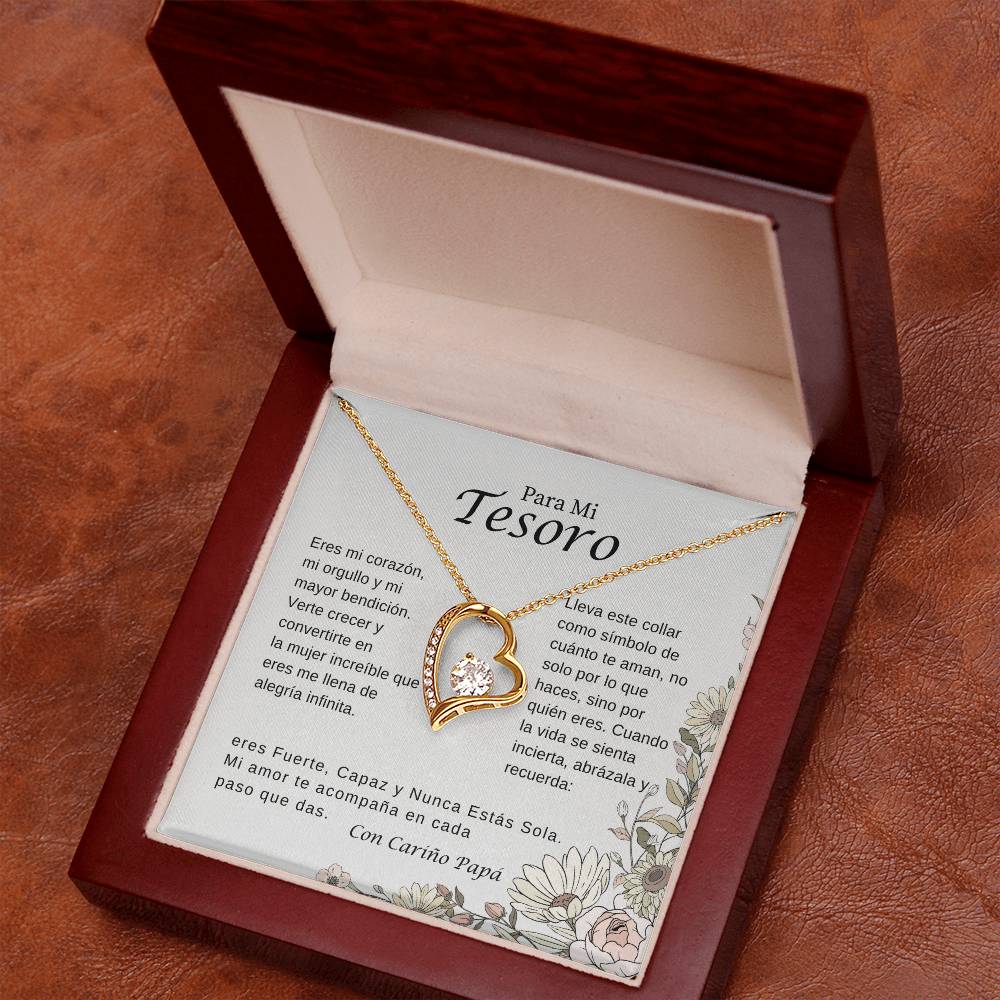 Para Mi Tesoro – Collar Corazón Brillante | Regalo Inspirador de Papá