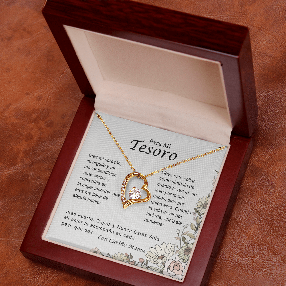 Para Mi Tesoro – Collar Corazón Brillante | Regalo Inspirador de Mamá