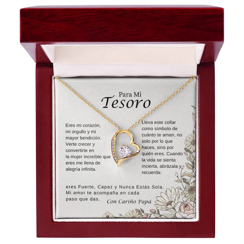 Para Mi Tesoro – Collar Corazón Brillante | Regalo Inspirador de Papá