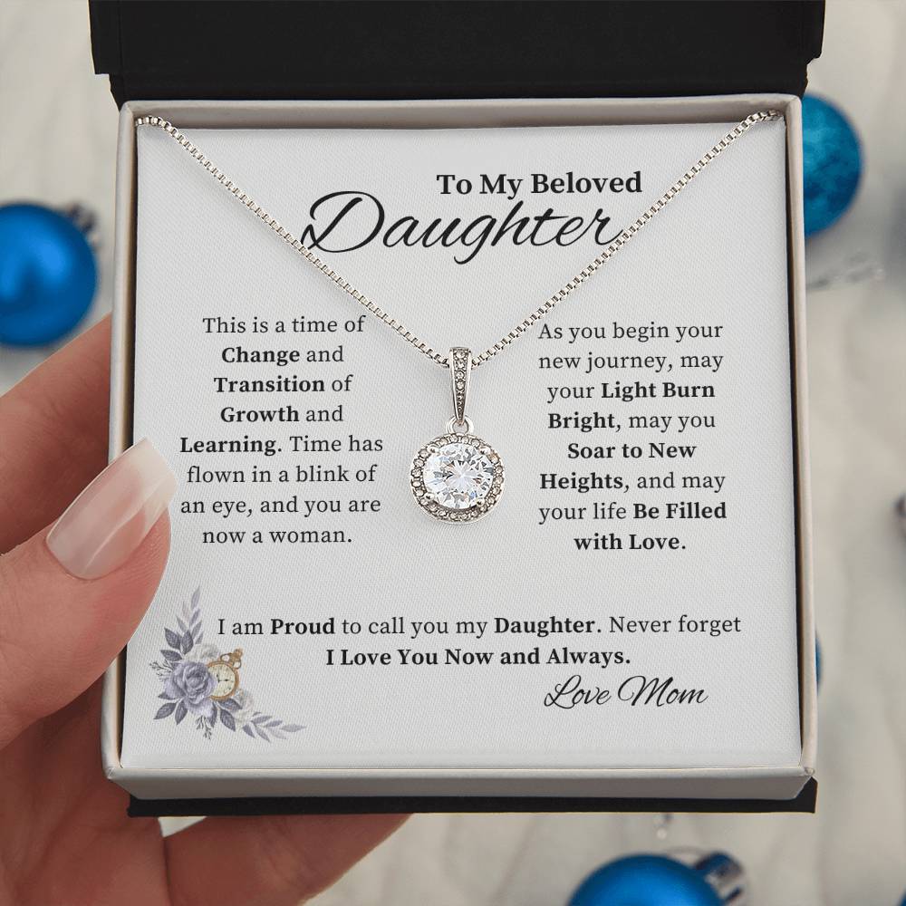 To My Beloved Daughter from Mom - Inspirational Gift of Love Eternal Hope Necklace