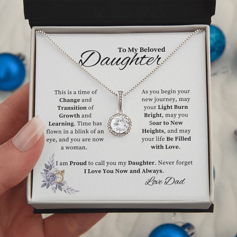 To My Beloved Daughter from Dad - Inspirational Gift of Love Eternal Hope Necklace