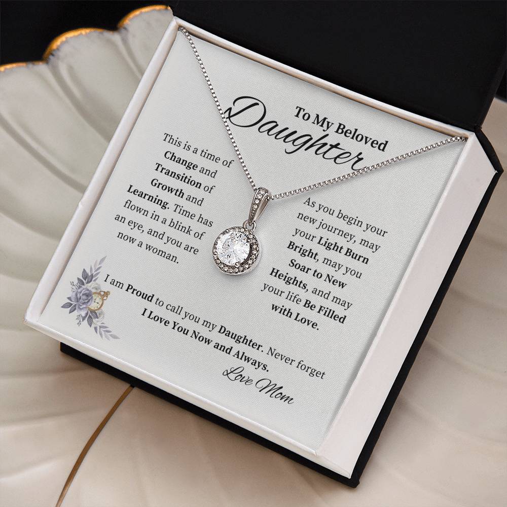 To My Beloved Daughter from Mom - Inspirational Gift of Love Eternal Hope Necklace