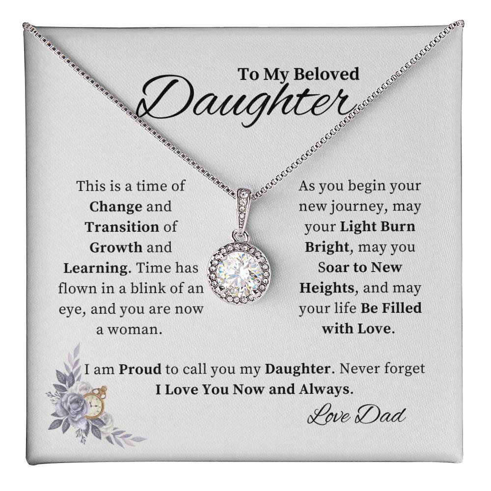 To My Beloved Daughter from Dad - Inspirational Gift of Love Eternal Hope Necklace