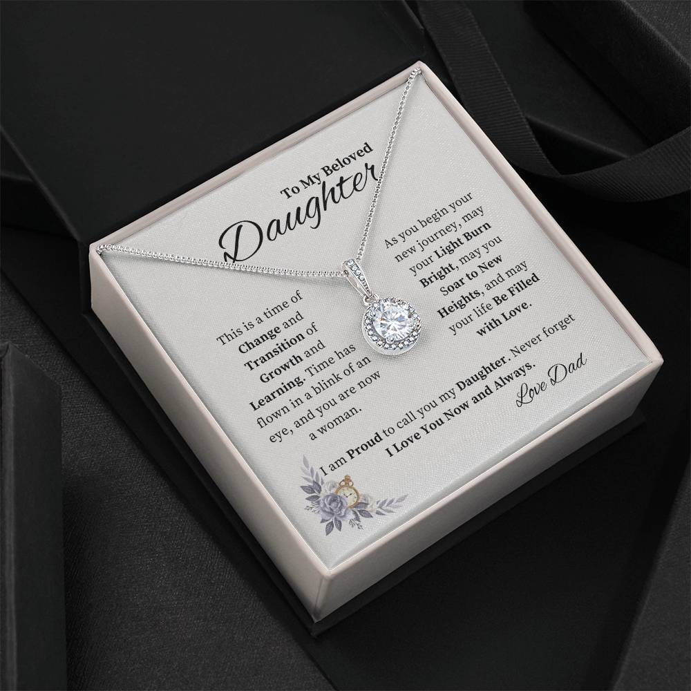 To My Beloved Daughter from Dad - Inspirational Gift of Love Eternal Hope Necklace