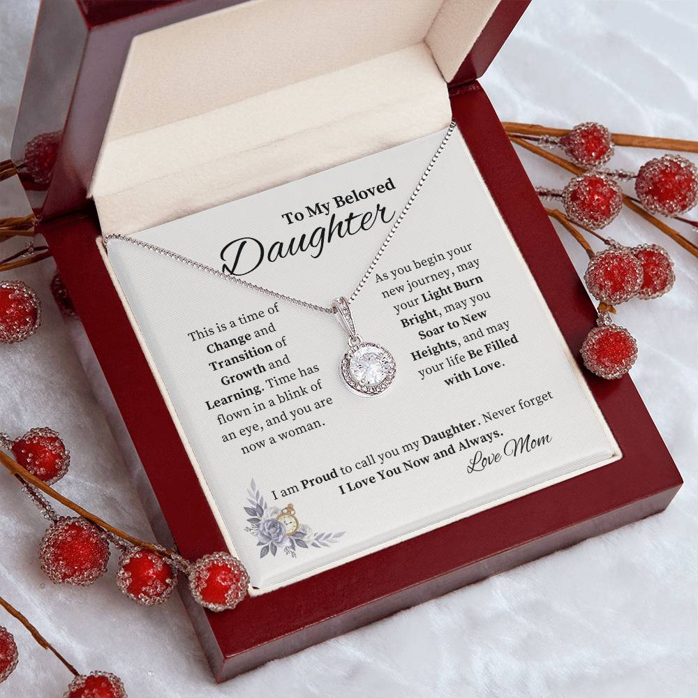 To My Beloved Daughter from Mom - Inspirational Gift of Love Eternal Hope Necklace