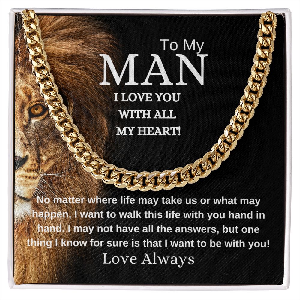 Cuban Link Chain "To My Man, I Love You with all My Heart"