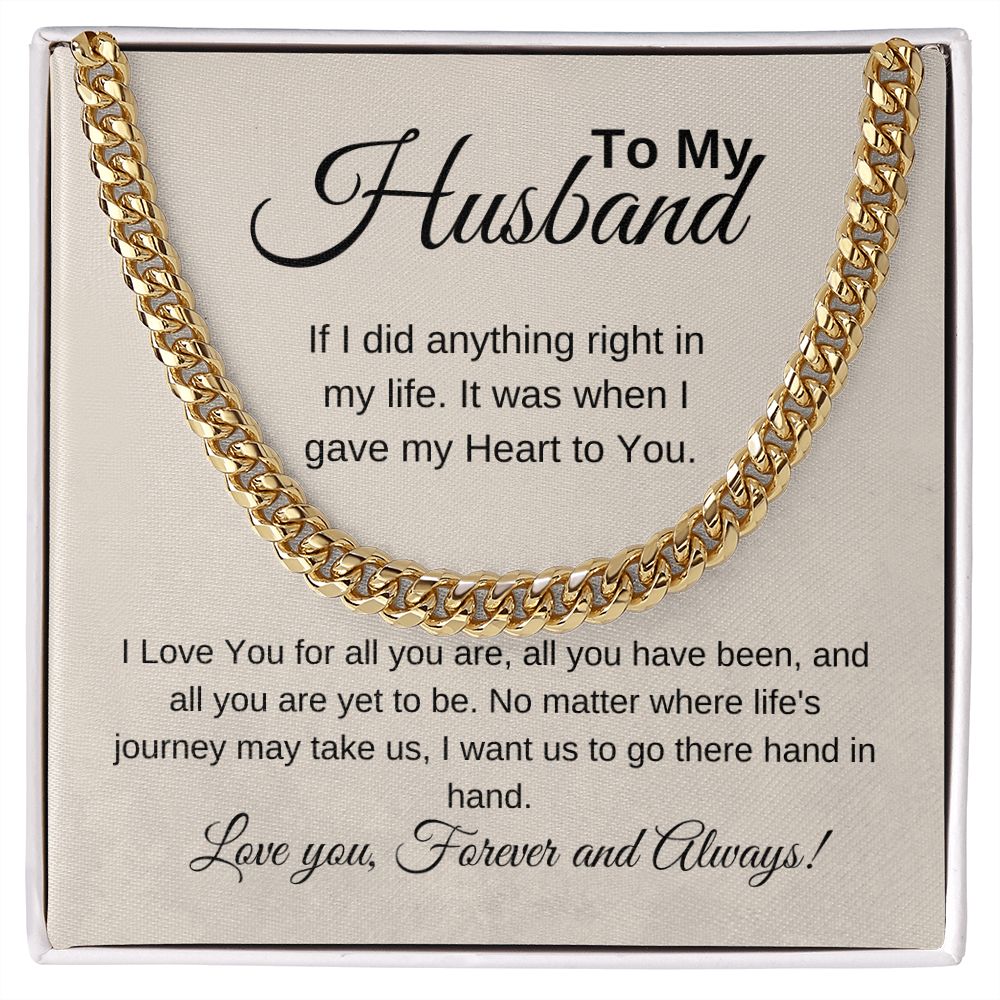 To My Husband "I Love You for all You are" Cuban Chain Necklace