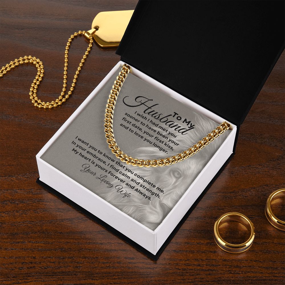 To My Husband "My Heart is Yours" Cuban Link Necklace