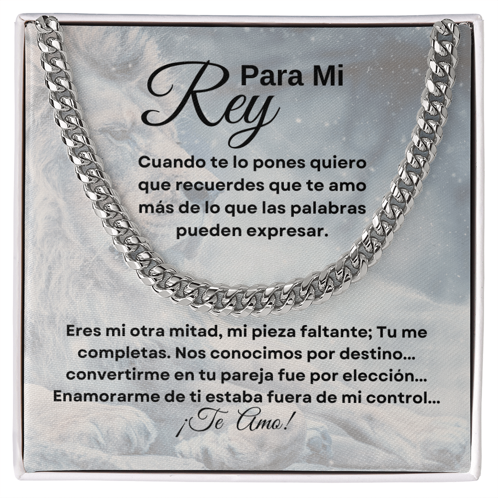 Cadena de eslabones cubanos con marca de agua de león de fondo - joyería