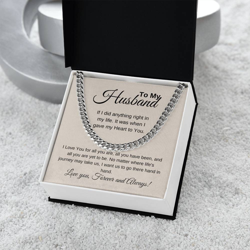 To My Husband "I Love You for all You are" Cuban Chain Necklace