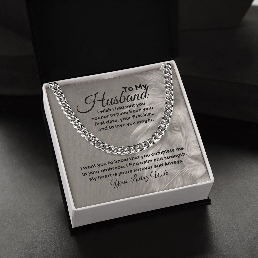 To My Husband "My Heart is Yours" Cuban Link Necklace