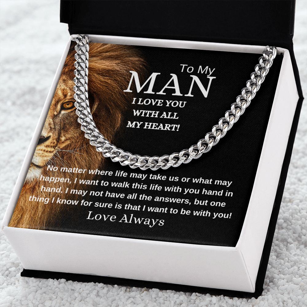 Cuban Link Chain "To My Man, I Love You with all My Heart"