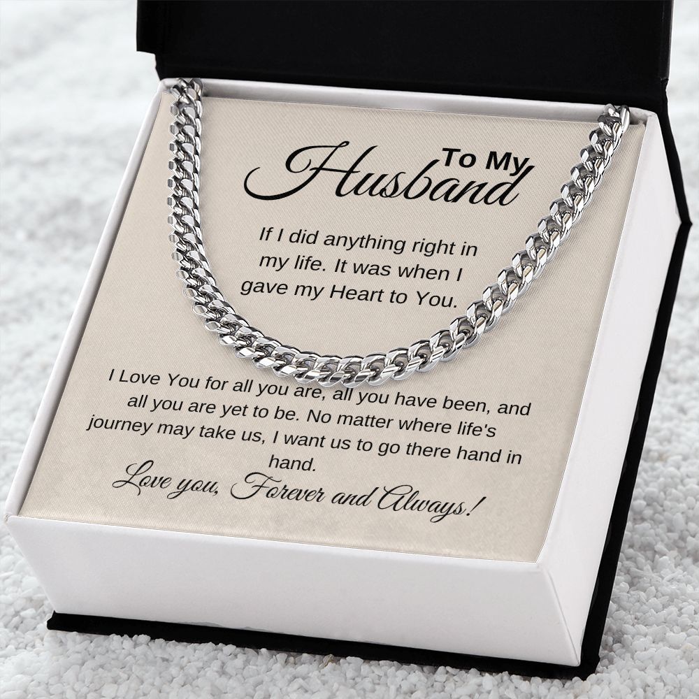To My Husband "I Love You for all You are" Cuban Chain Necklace