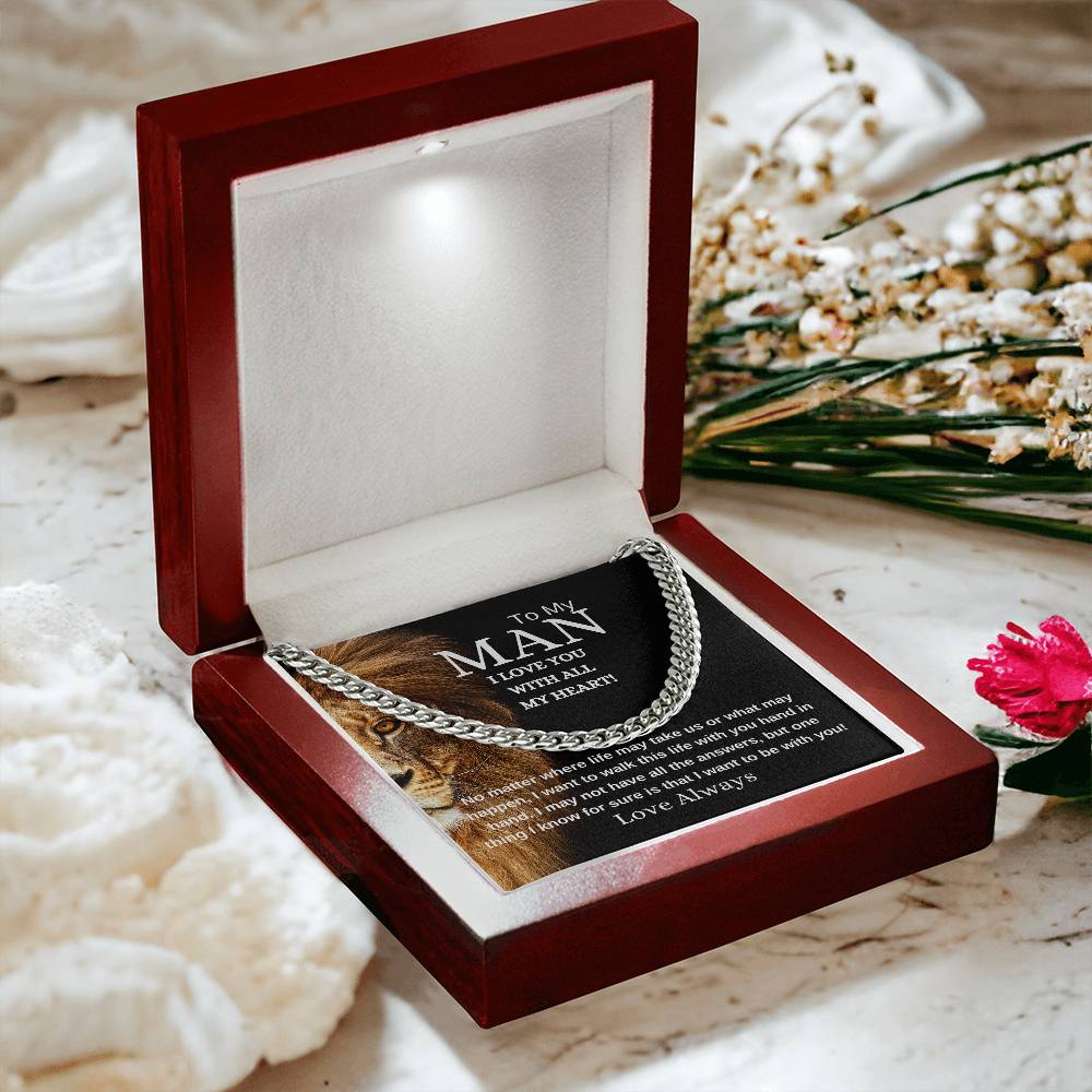 Cuban Link Chain "To My Man, I Love You with all My Heart"