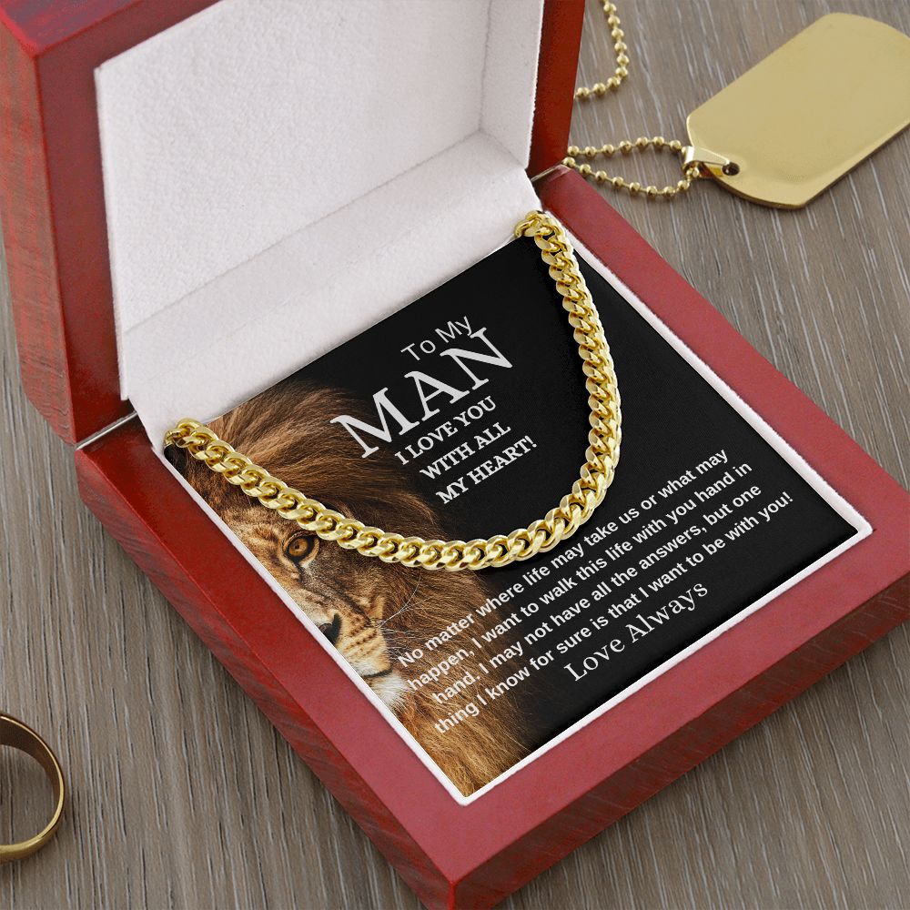 Cuban Link Chain "To My Man, I Love You with all My Heart"
