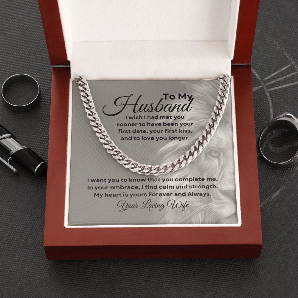 To My Husband "My Heart is Yours" Cuban Link Necklace