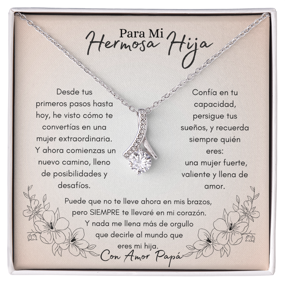 Tarjeta con mensaje de amor de padre a hija – “Para Mi Hermosa Hija” – collar con tarjeta emotiva para regalo de papá