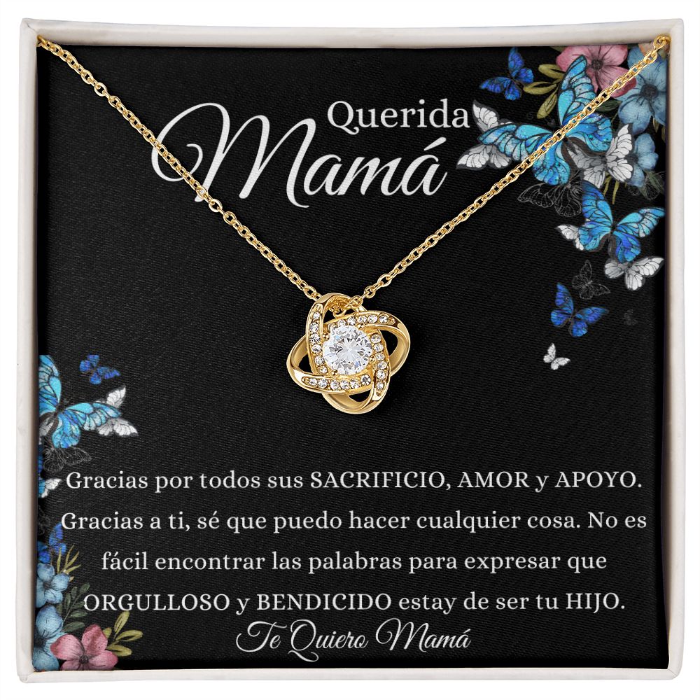 Para Querida Mamá "Gracias por todo" Collar Nudo de Amor