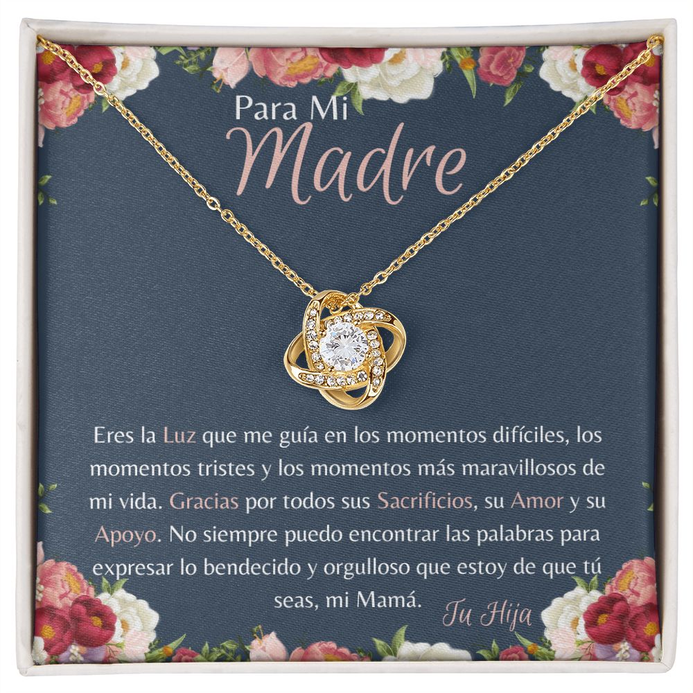 Para Mi Madre "Gracias por todos sus Sacrificios" Collar Nudo de Amor