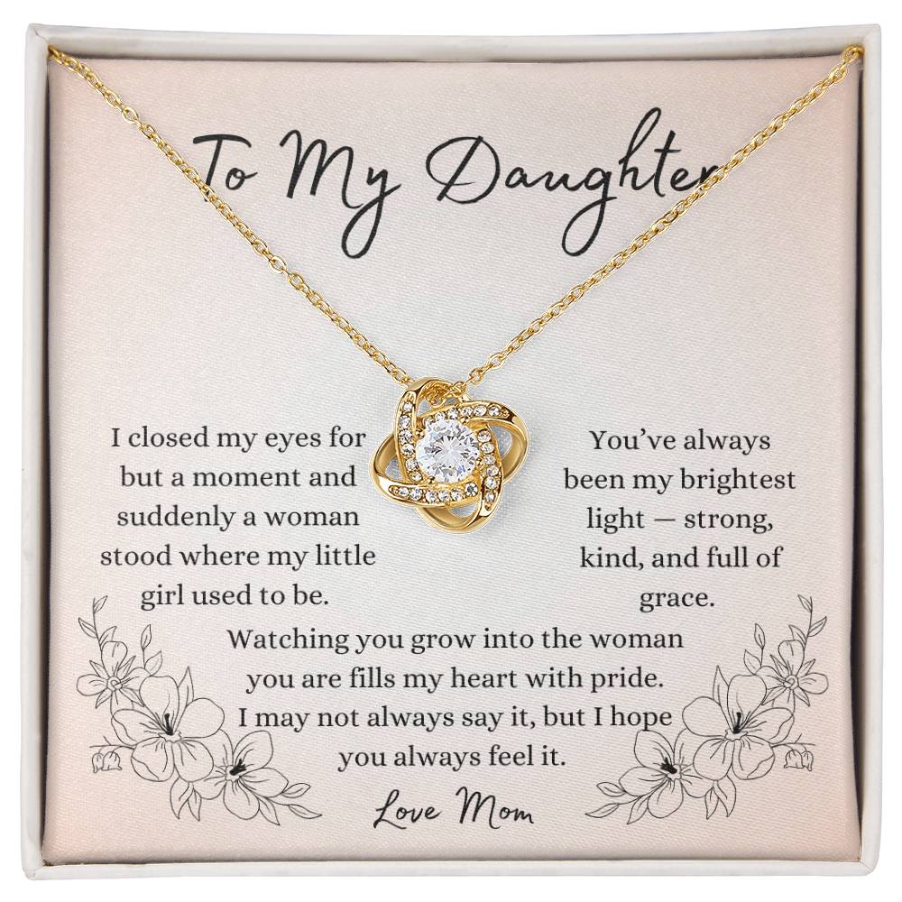 To My Daughter Necklace from Mom – Heartfelt Gift Love Knot Necklace Mom