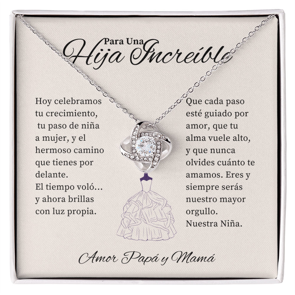 Tarjeta de regalo con vestido y mensaje para hija – “Para Una Hija Increíble” – regalo de papá y mamá con amor y orgullo