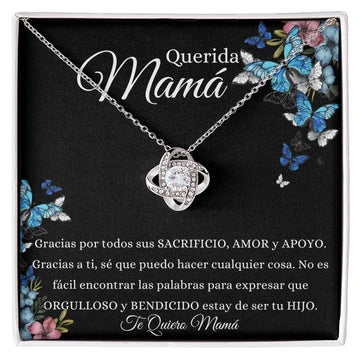 Para Mi Madre "Gracias por todos sus Sacrificios - Tu Hijo" Collar Nudo de Amor 
