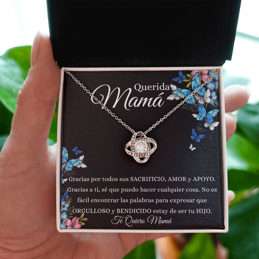 Para Querida Mamá "Gracias por todo" Collar Nudo de Amor