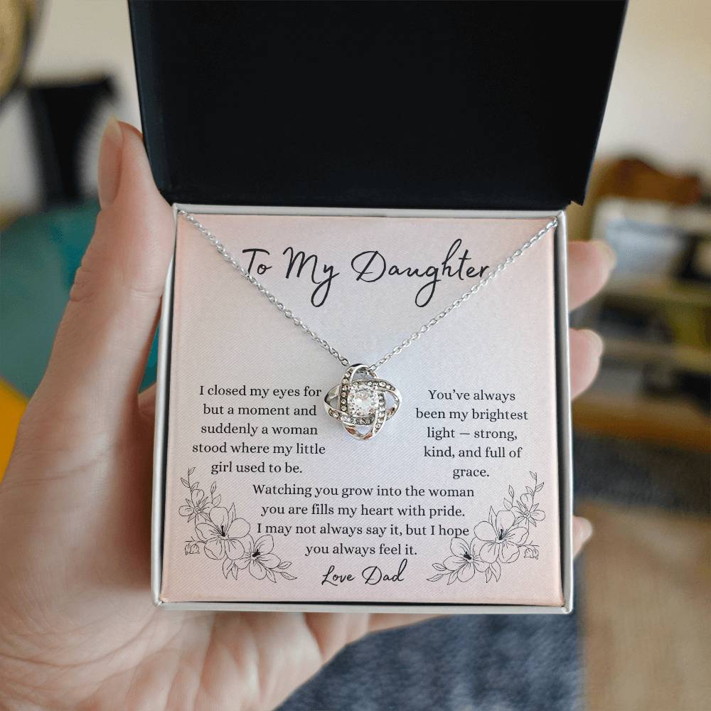 To My Daughter Necklace – Proud Father Gift | Love Knot Necklace