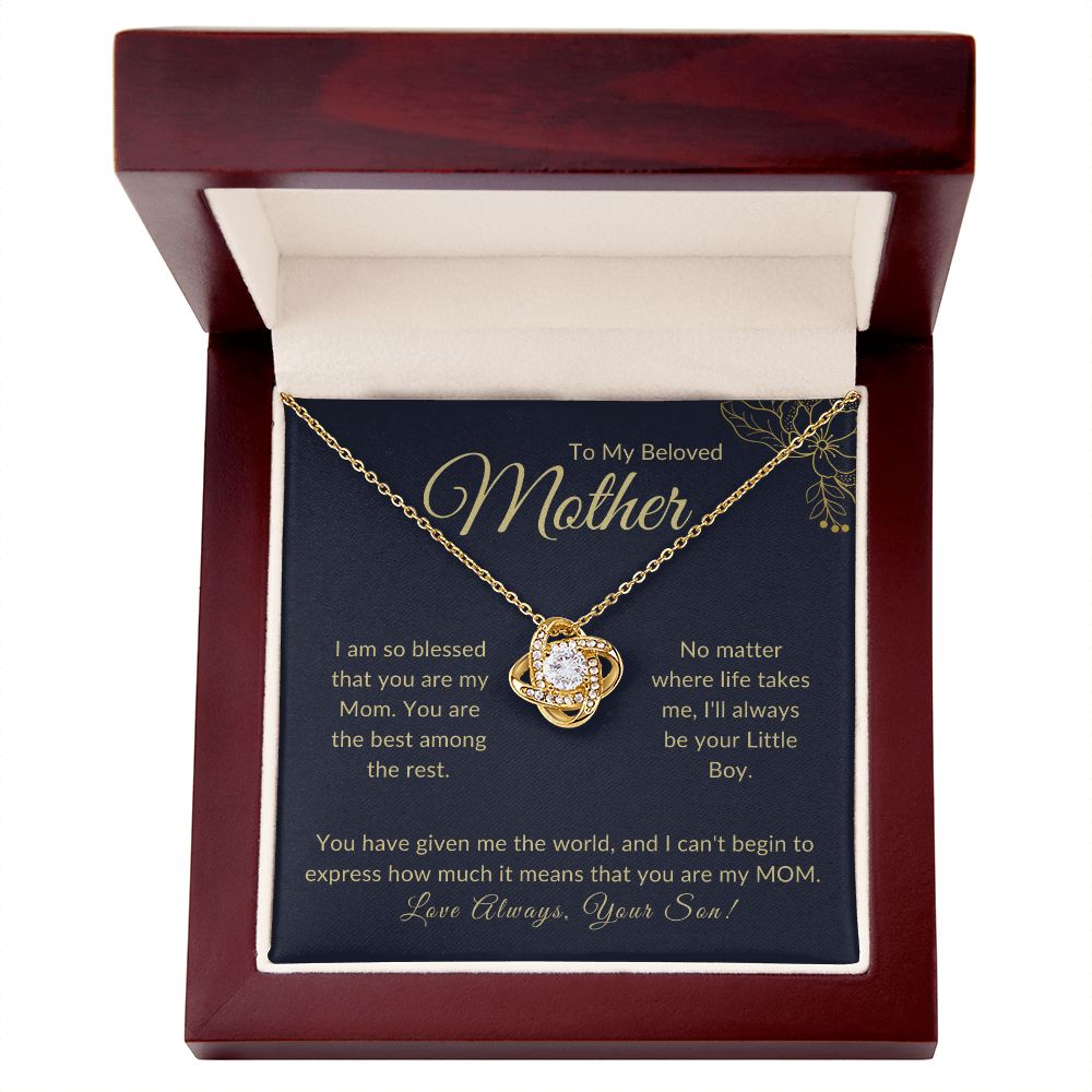 To My Mother "Always your Little Boy" Love Knot Necklace