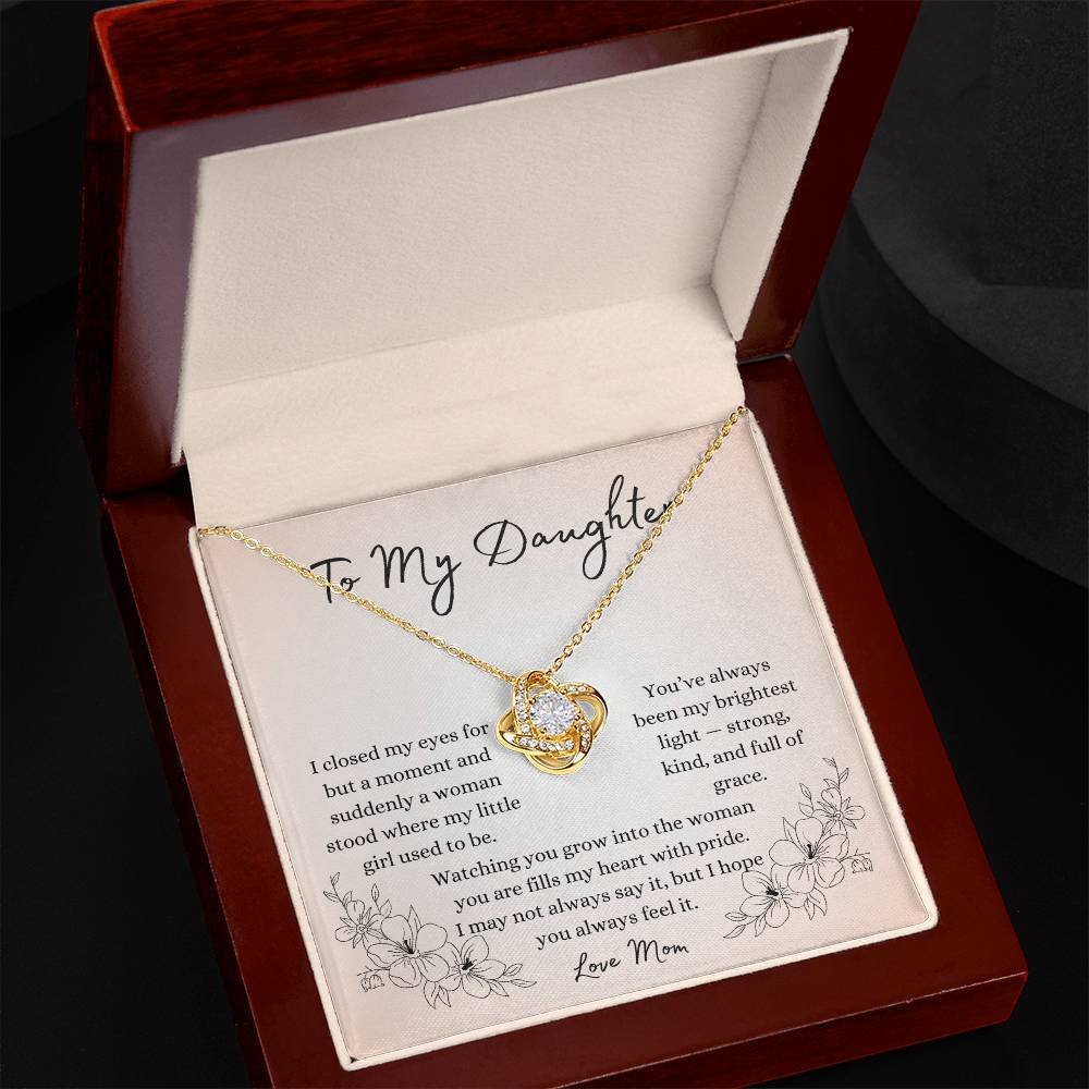 To My Daughter Necklace from Mom – Heartfelt Gift Love Knot Necklace Mom