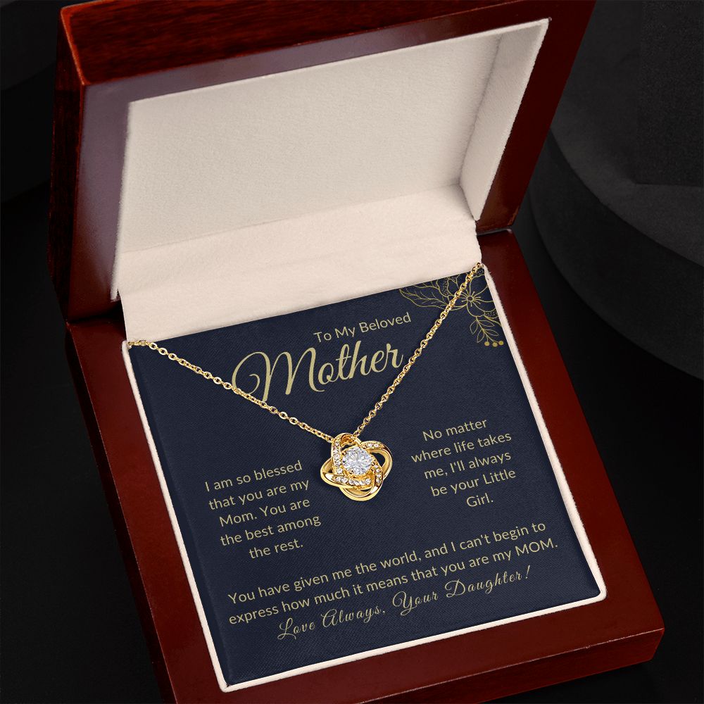 To My Mother "Always your Little Girl" Love Knot Necklace